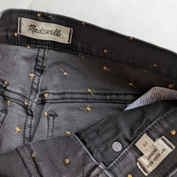 MADEWELL Black Gold Dots 10" High Rise Skinny Jeans Size 25 - Picture 3 of 11